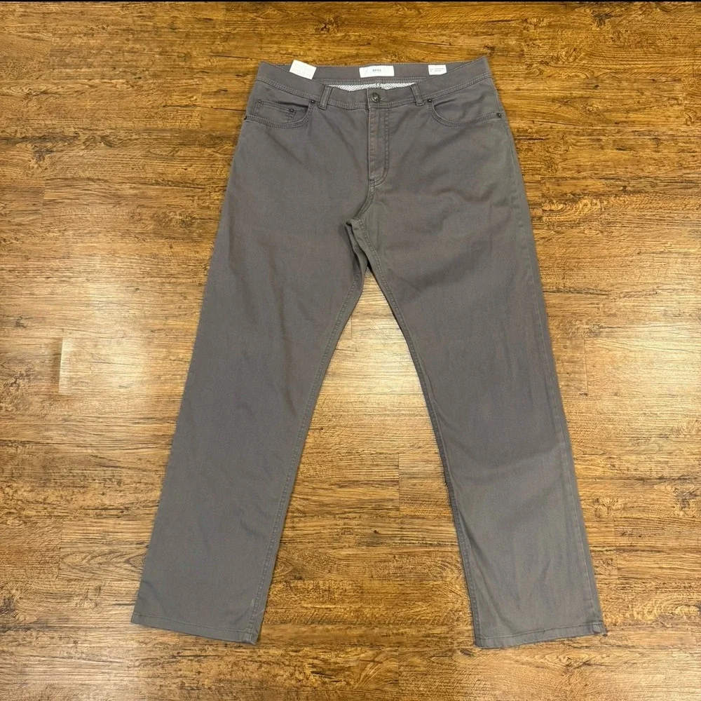 Brax Gray Casual Preppy Regular Fit Cooper Fancy 5-Pocket Chino Pants‎ Men 35x30
